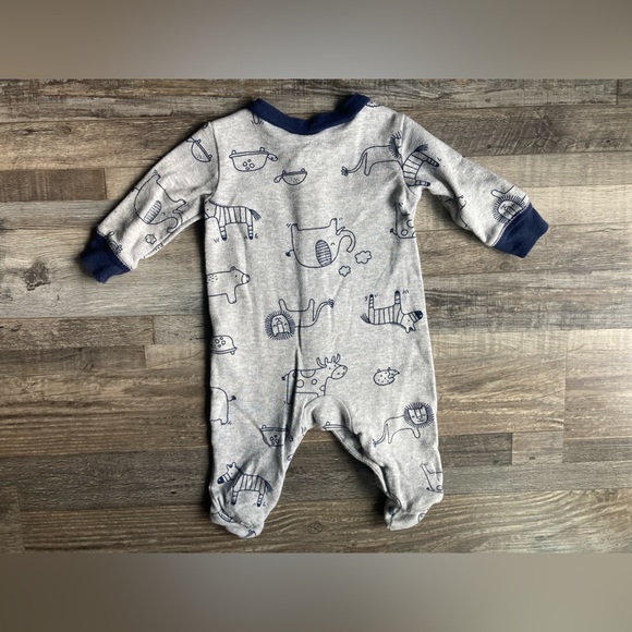 Carters 3 Months 100% Cotton Gray Safari Footie Sleeper - Picture 6 of 7